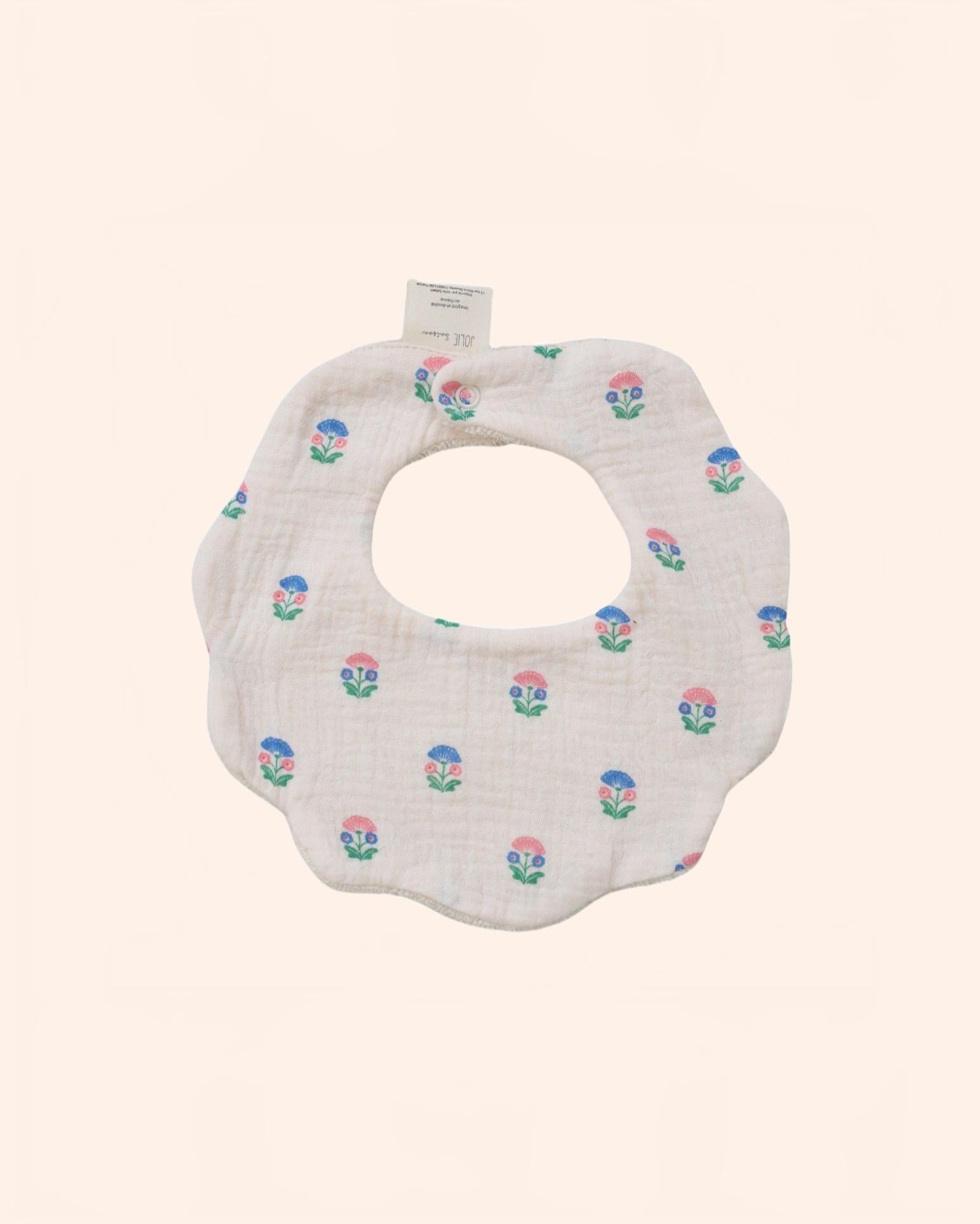 38402 bavoir bandana fleurs bleu joli paon 4 