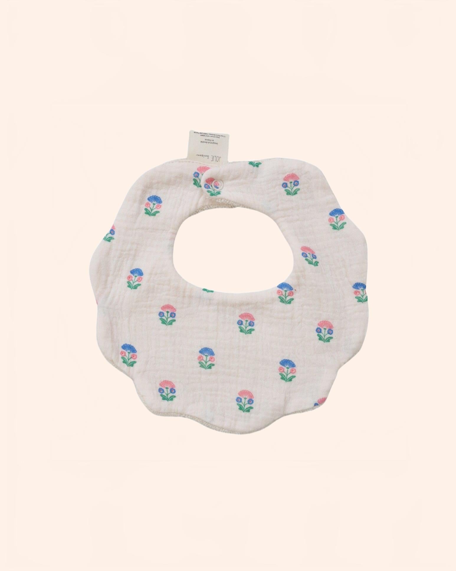 38402 bavoir bandana fleurs bleu joli paon 4 