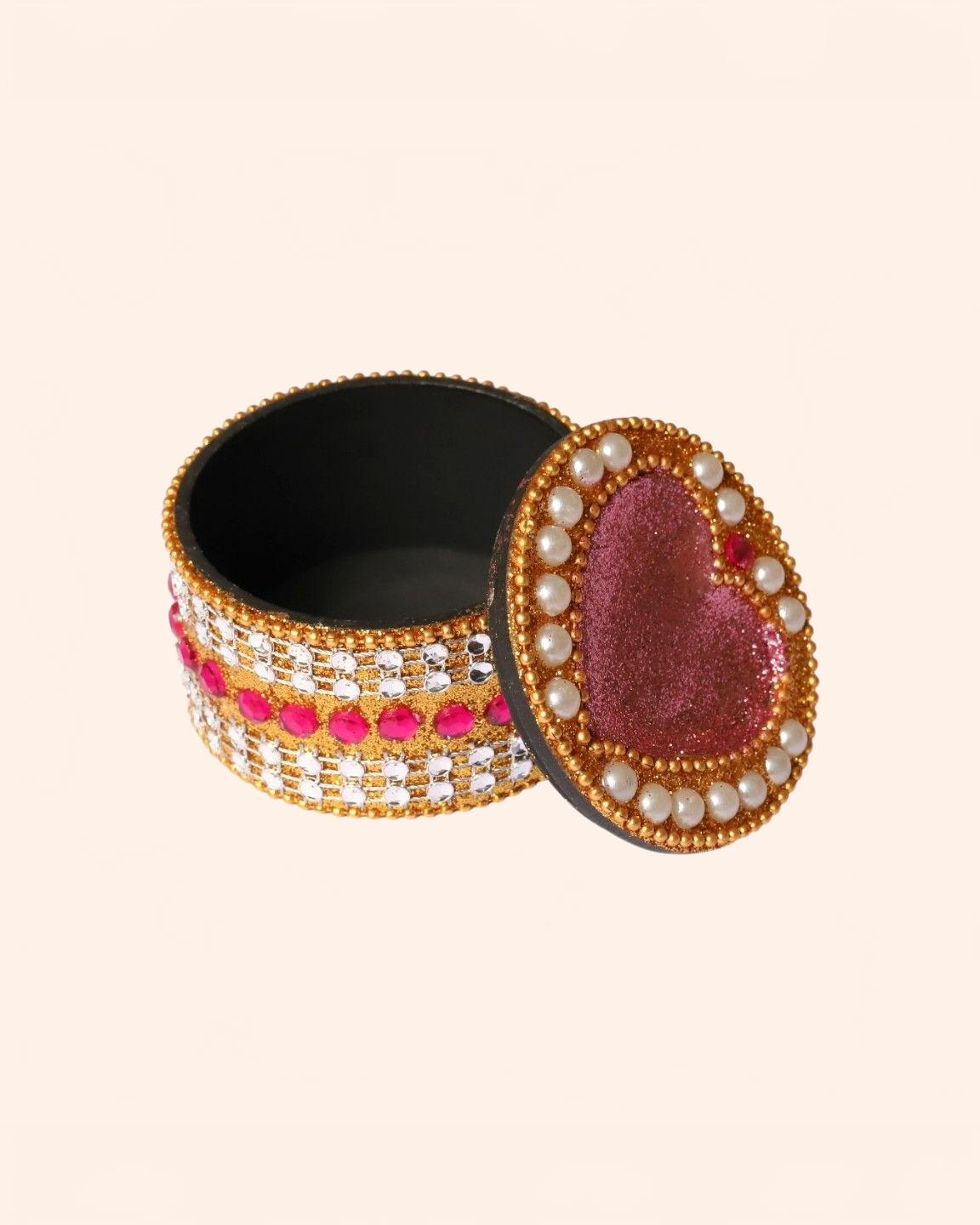 39201 boite indienne ronde coeur rose 1 