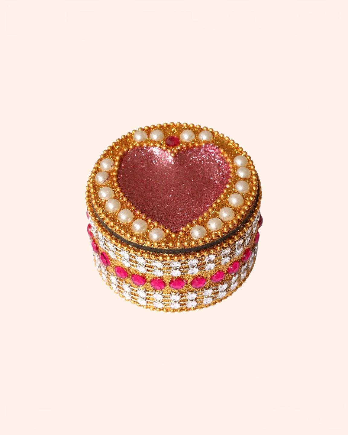 39201 boite indienne ronde coeur rose 2 