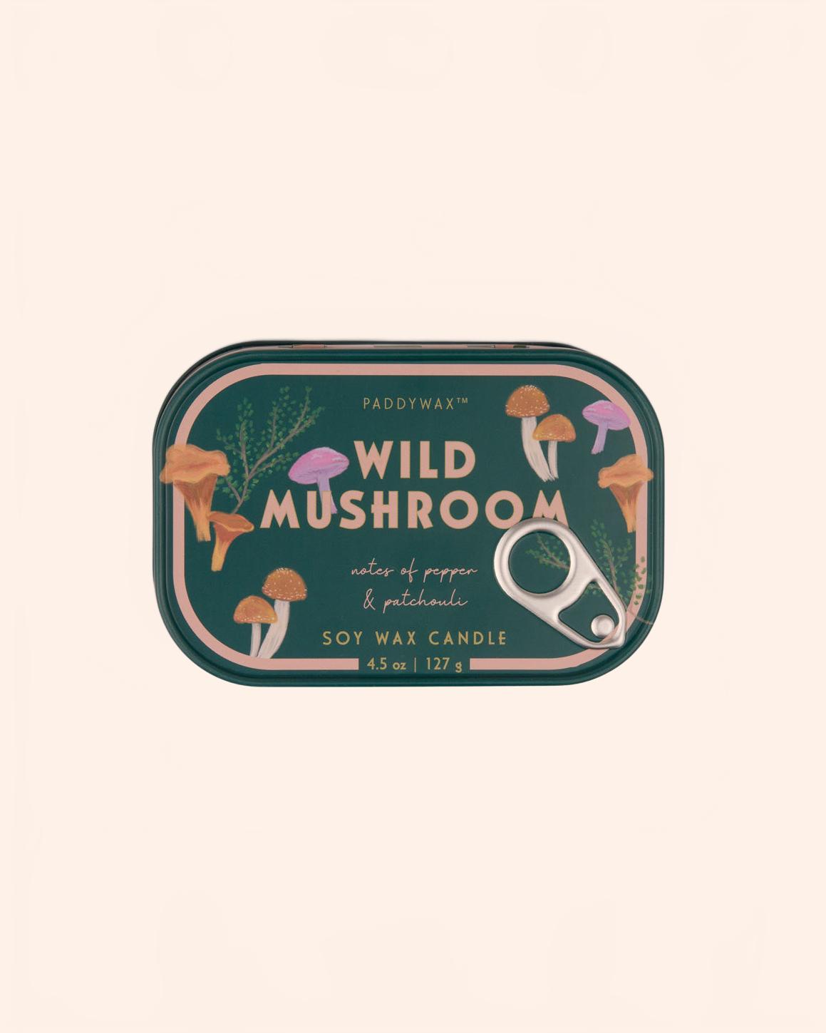 Paddywax bougie boite de conserve champignon sauvage parfum poivre patchouli cadeau original Atelier Kumo