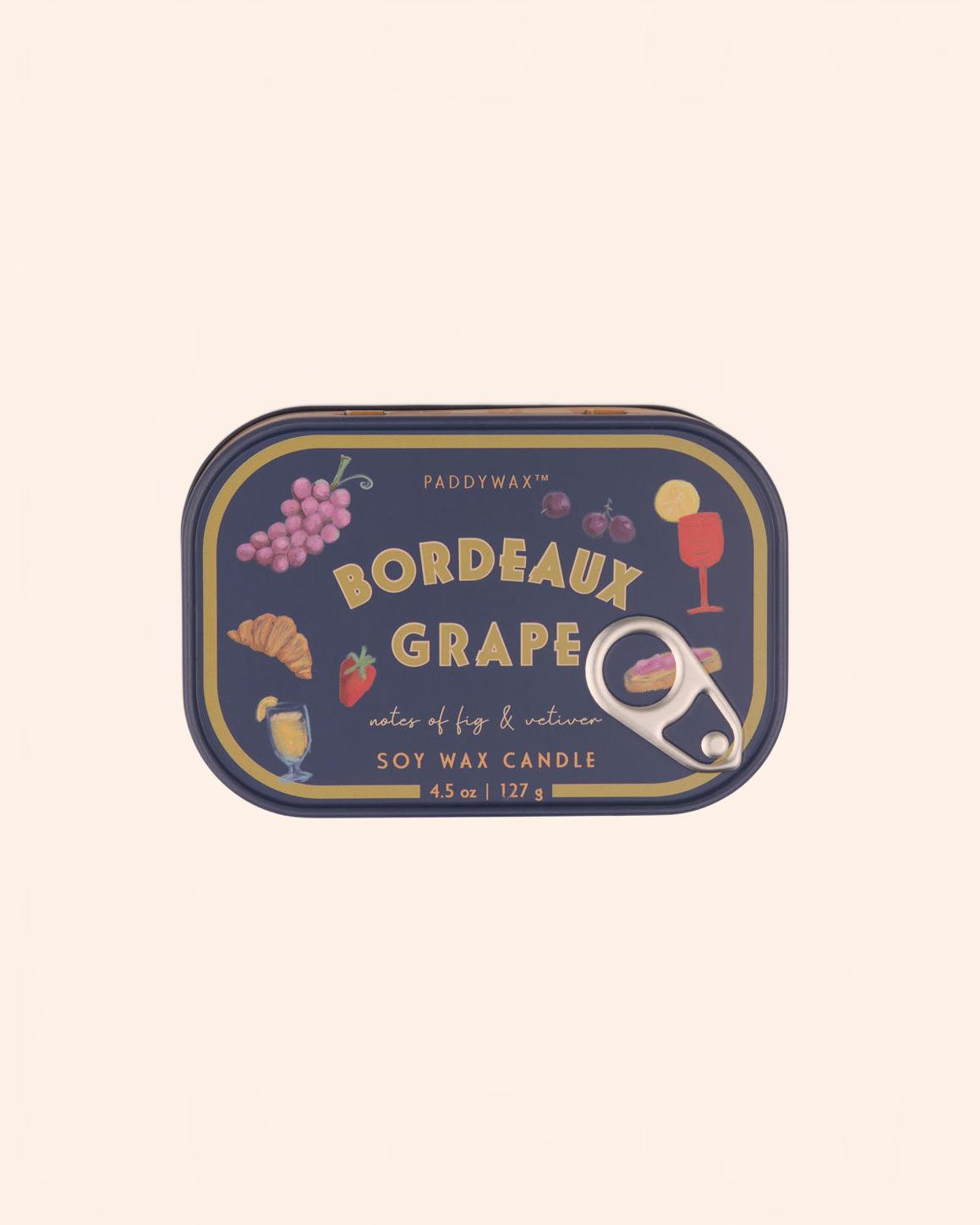 Paddywax bougie boite de conserve raisin cepage bordelais parfum figue vetiver cadeau original Atelier Kumo