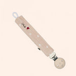 attache tetine gaze beige petits coeurs