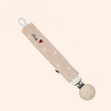 attache tetine gaze beige petits coeurs