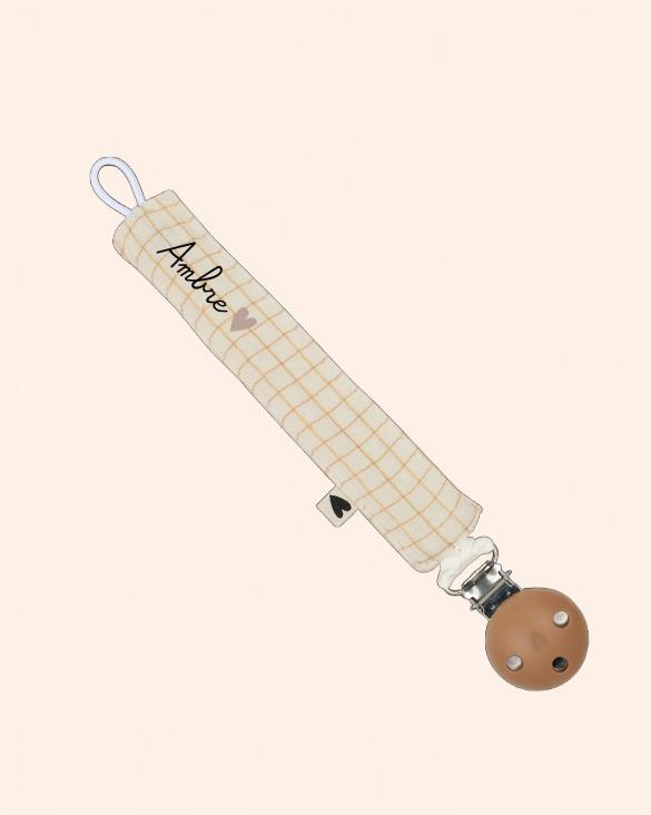 attache tetine gaze petits carreaux