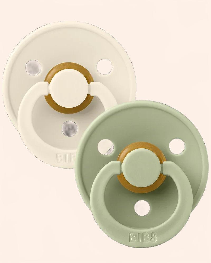 bibs colour 2pack pacifier ivory sage shield