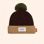 bonnet colore enfants bebes avec pompon marron beige hello hossy 1