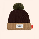 bonnet colore enfants bebes avec pompon marron beige hello hossy 1