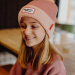 bonnet colore enfants bebes avec pompon rose hello hossy