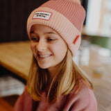 bonnet colore enfants bebes avec pompon rose hello hossy