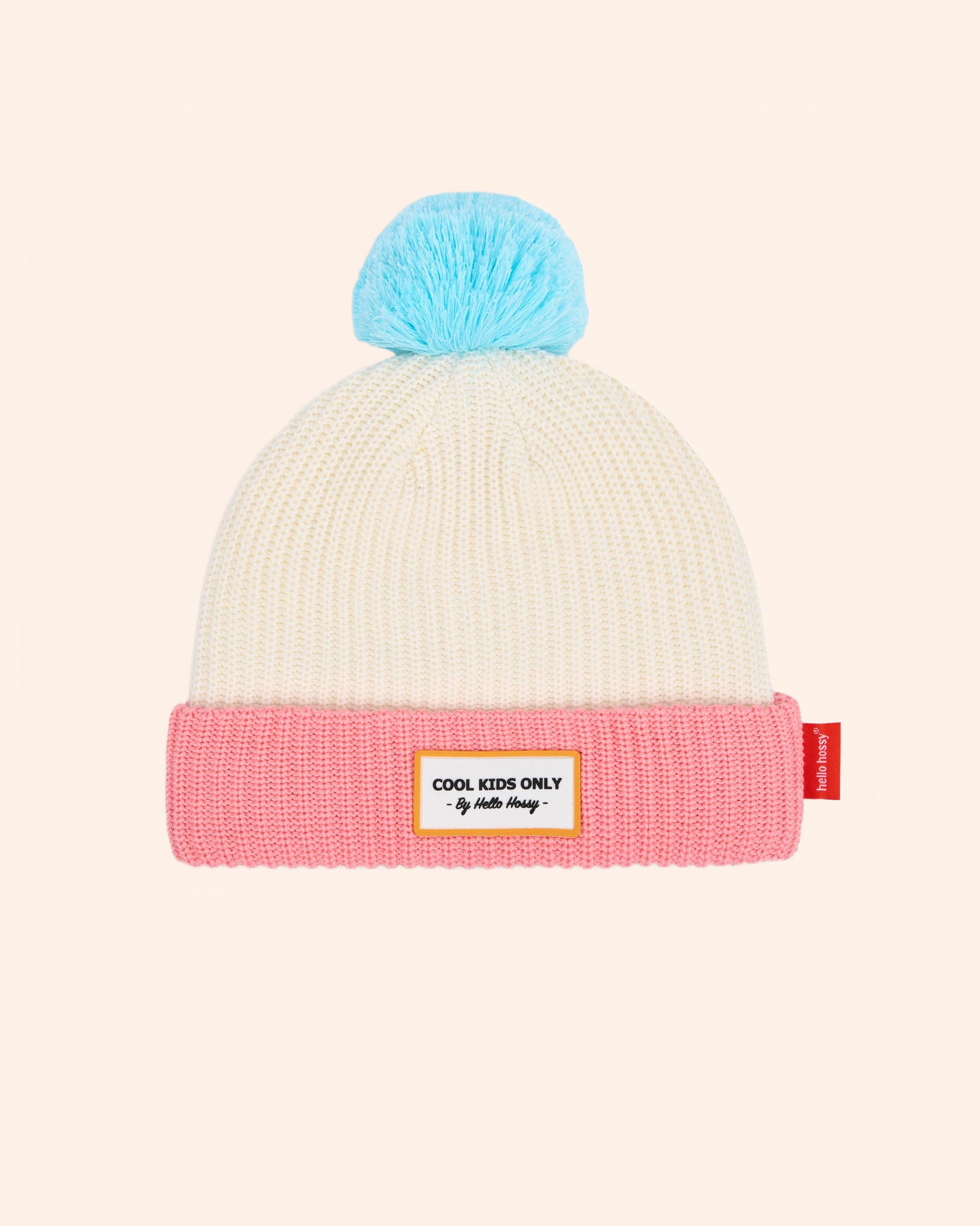 bonnet enfants bebes avec pompon cool kids only creme rose hello hossy 1