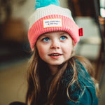 bonnet enfants bebes avec pompon coton biologique creme rose hello hossy