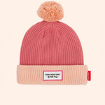 bonnet enfants bebes avec pompon doublure polaire rose hello hossy