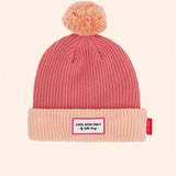 bonnet enfants bebes avec pompon doublure polaire rose hello hossy
