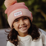 bonnet enfants bebes avec pompon rose hello hossy