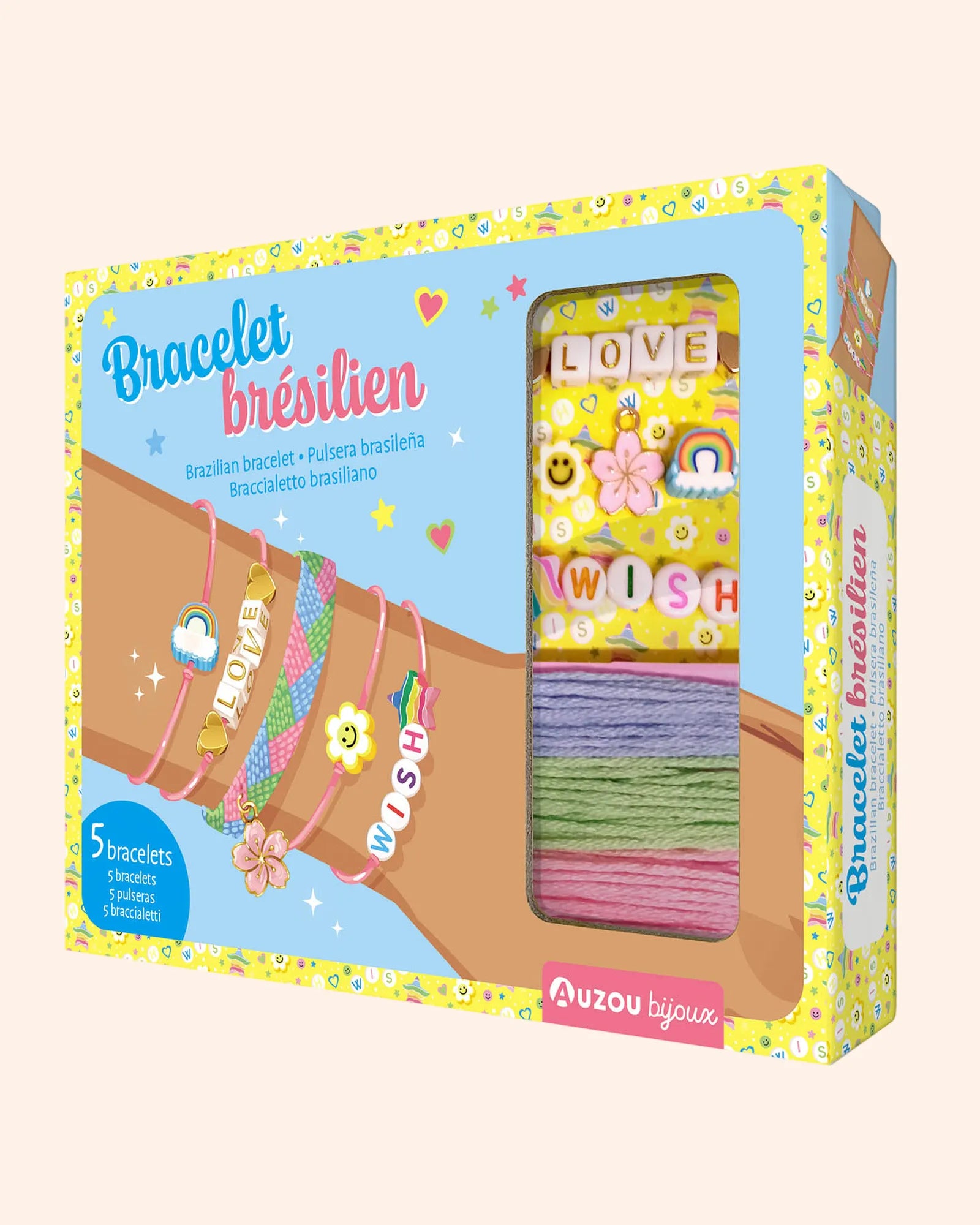 bracelet bresilien   5 bracelets   bleu vert rose   auzou 1