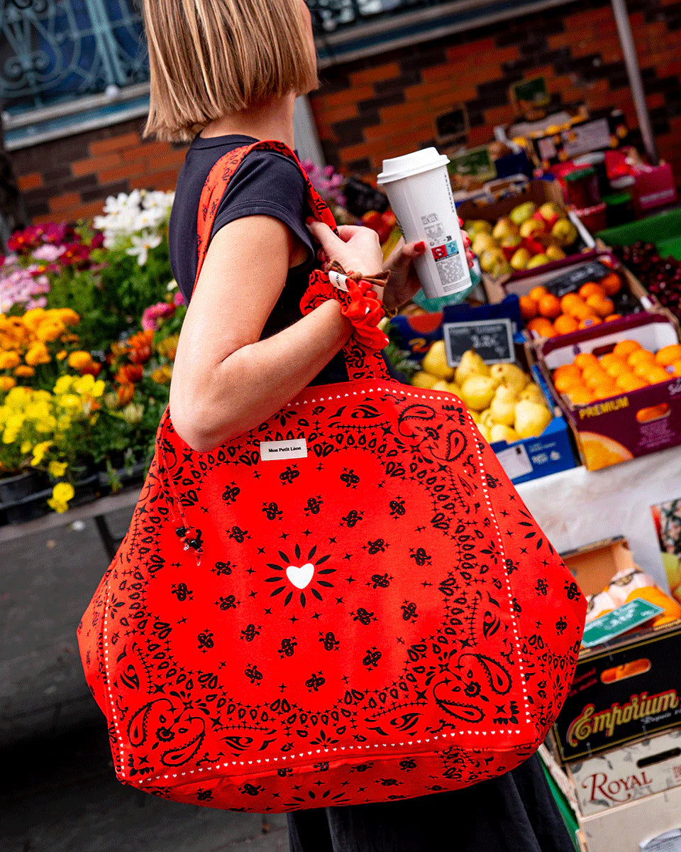 cabas xxl bandana rouge mon petit leon 1