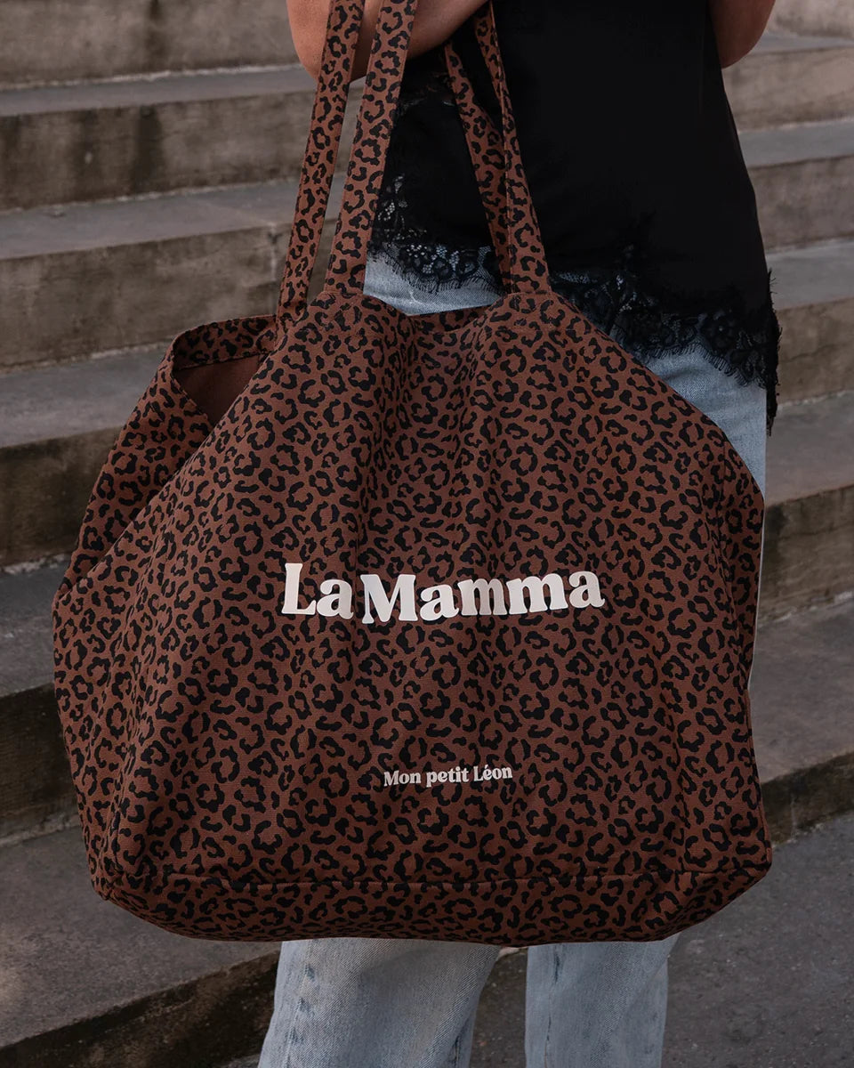 cabas xxl la mamma leopard marron 1