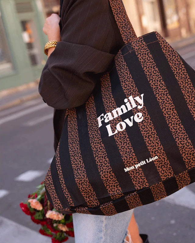 cabas xxl rayures noir family love 1