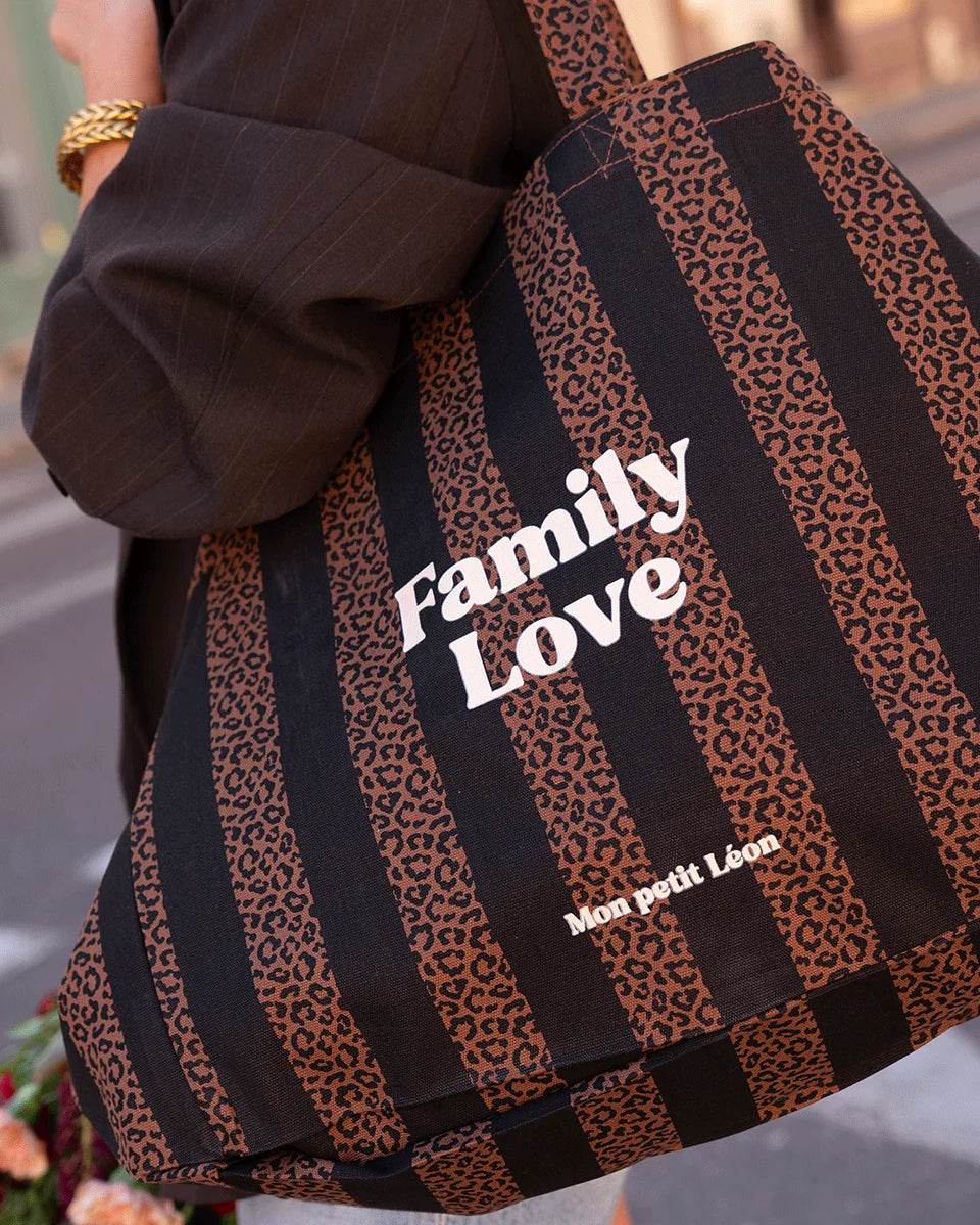 cabas xxl rayures noir family love 2