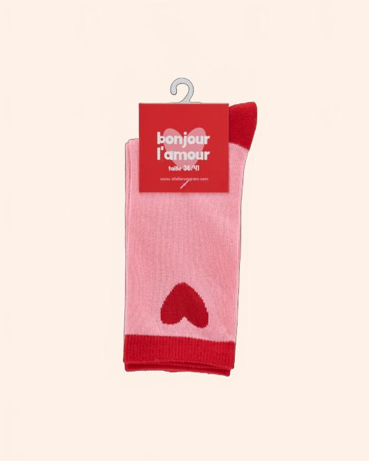 chaussettes adulte rose rouge