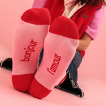 chaussettes adulte rose rouge  1 