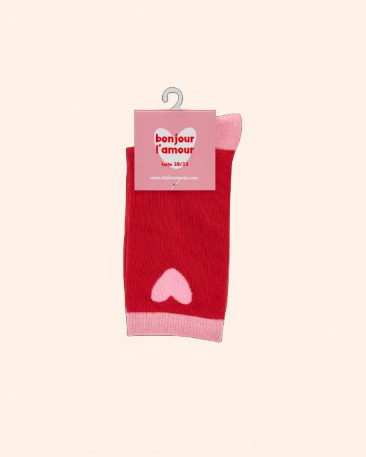 chaussettes enfant rouge rose