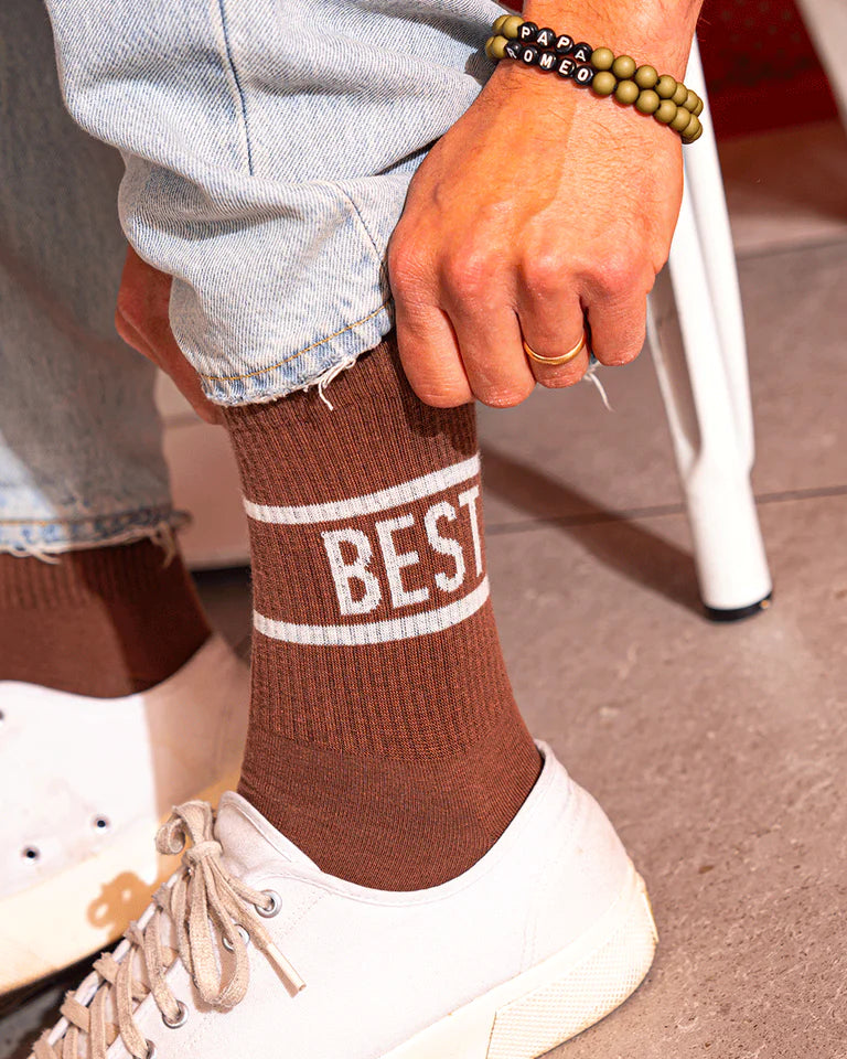 chaussettes marron homme papa best dad 1