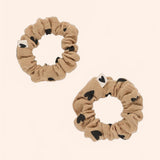 chouchou gaze coeurs beige