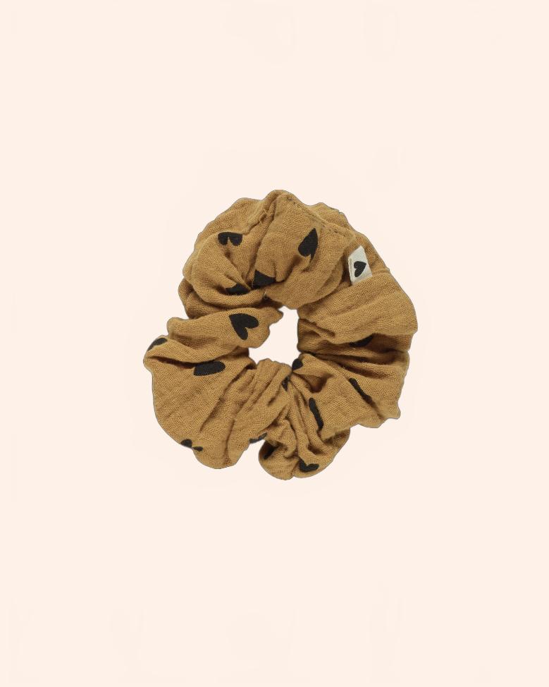 chouchou gaze coeurs camel