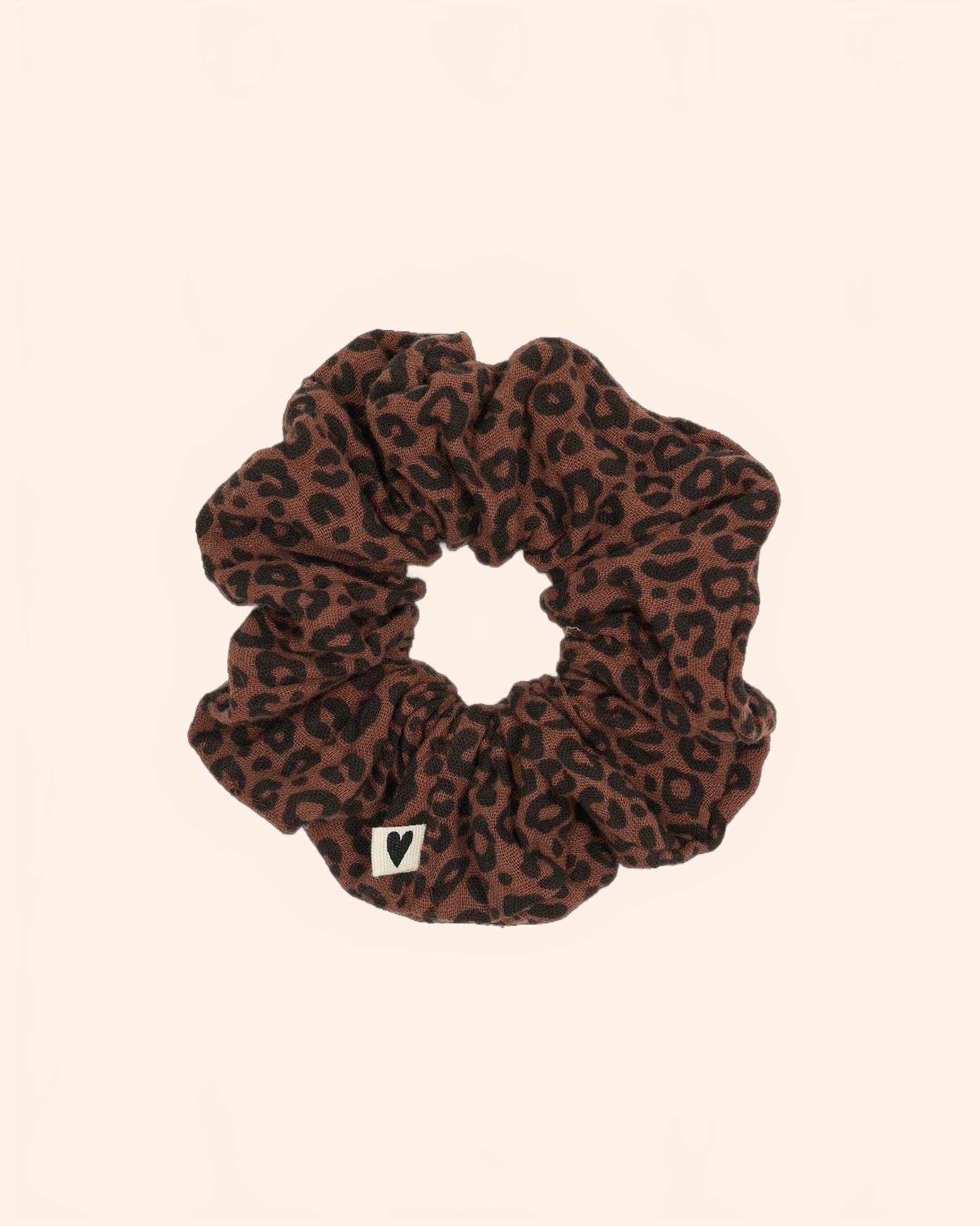 chouchou gaze leopard marron