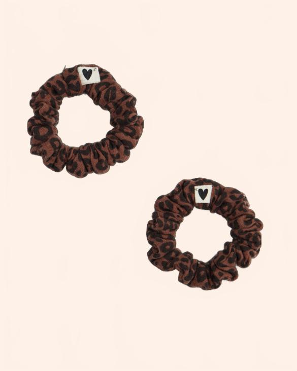 chouchou gaze leopard marron