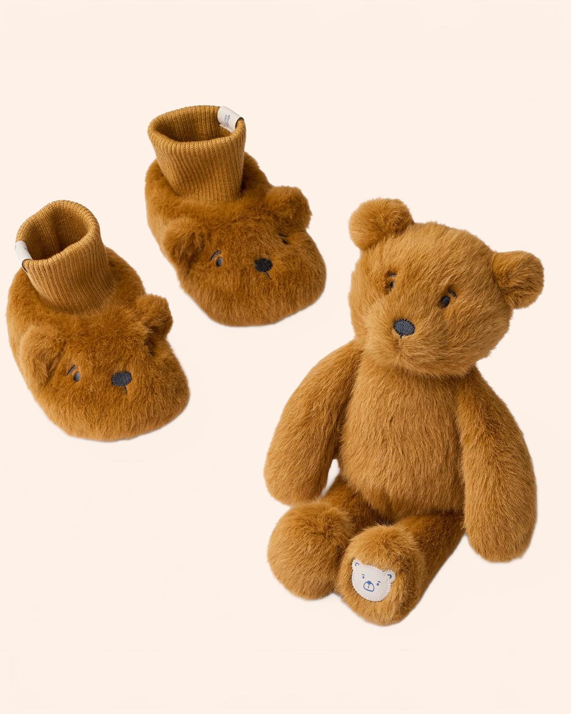 coffret naissance peluche chaussons ours
