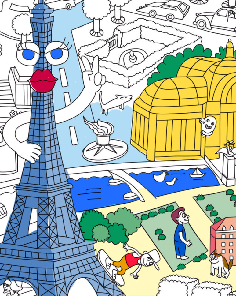 coloriage paris tour eiffel detail illustration