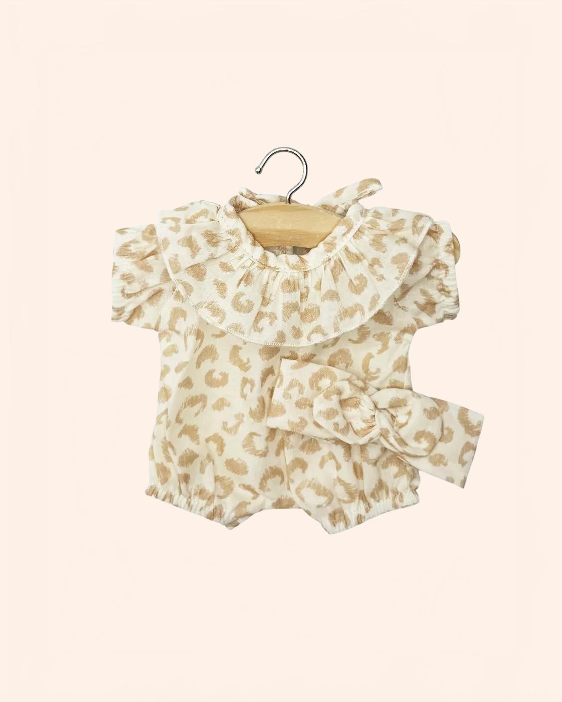 dressing poupee made in france babies barboteuse a collerette eva en coton feline et son headband