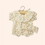 dressing poupee made in france babies barboteuse a collerette eva en coton feline et son headband