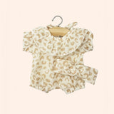 dressing poupee made in france babies barboteuse a collerette eva en coton feline et son headband