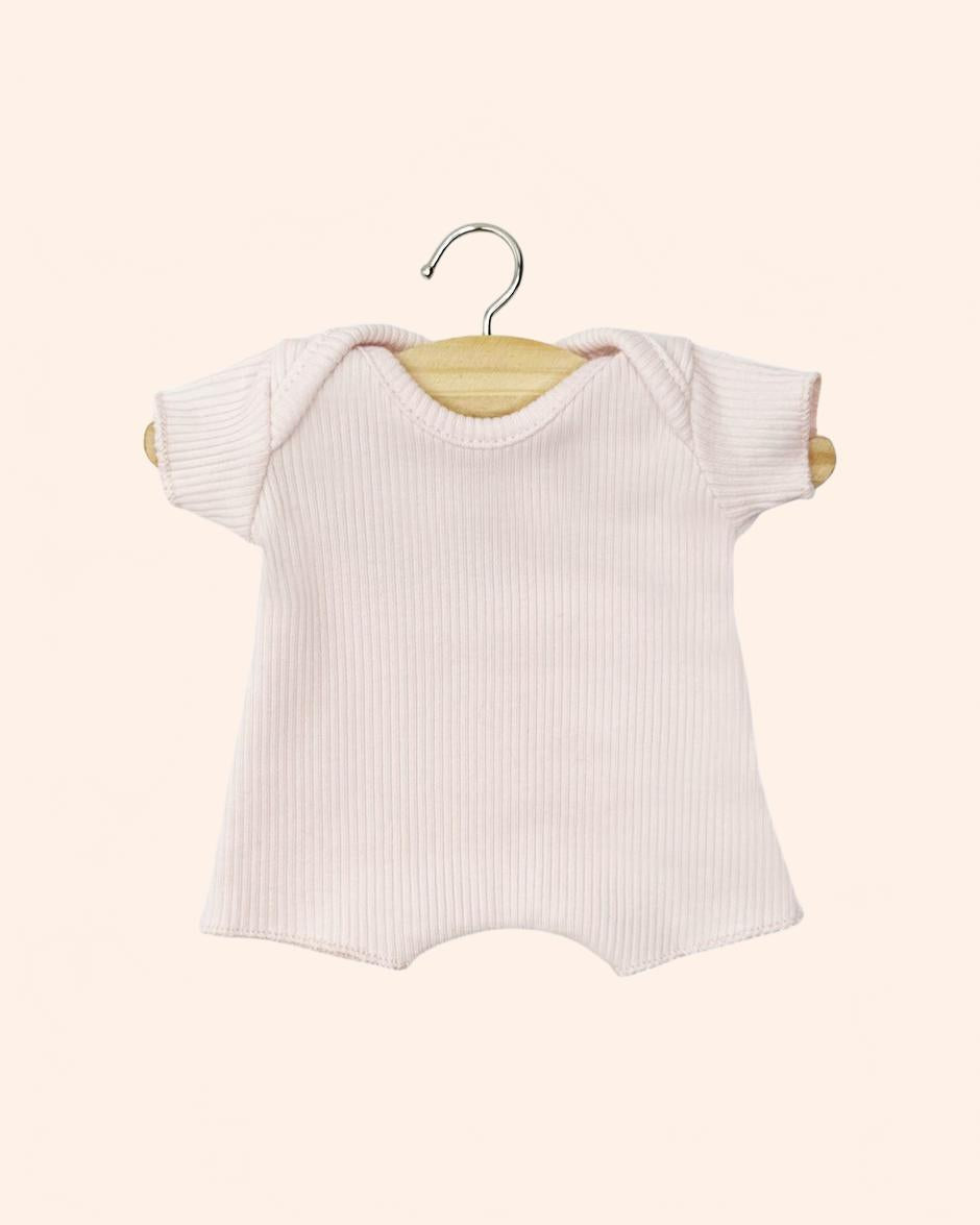 dressing poupee made in france babies body shorty en maille cotelee rose pastel