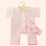 dressing poupee made in france babies combinaison lili et son headband en gaze de coton fraise