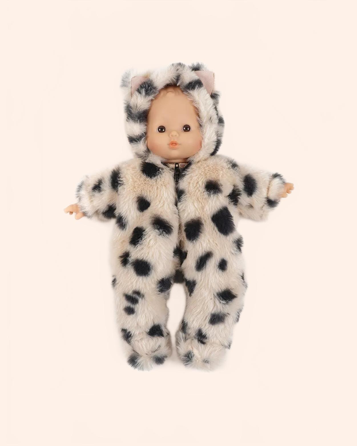 dressing poupee made in france babies combinaison ptit chat en fausse fourrure dalmatien look