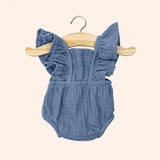 dressing poupee made in france gordis barboteuse retro lou en gaze de coton bleu denim 2