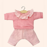 dressing poupee made in france gordis ensemble marion avec top en molleton a collerette et pantalon fraise