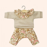 dressing poupee made in france gordis ensemble marion avec top en molleton a collerette lin et pantalon indienne rosee