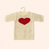 dressing poupee made in france gordis robe lena coeur en tricot rouge creme et son pochon