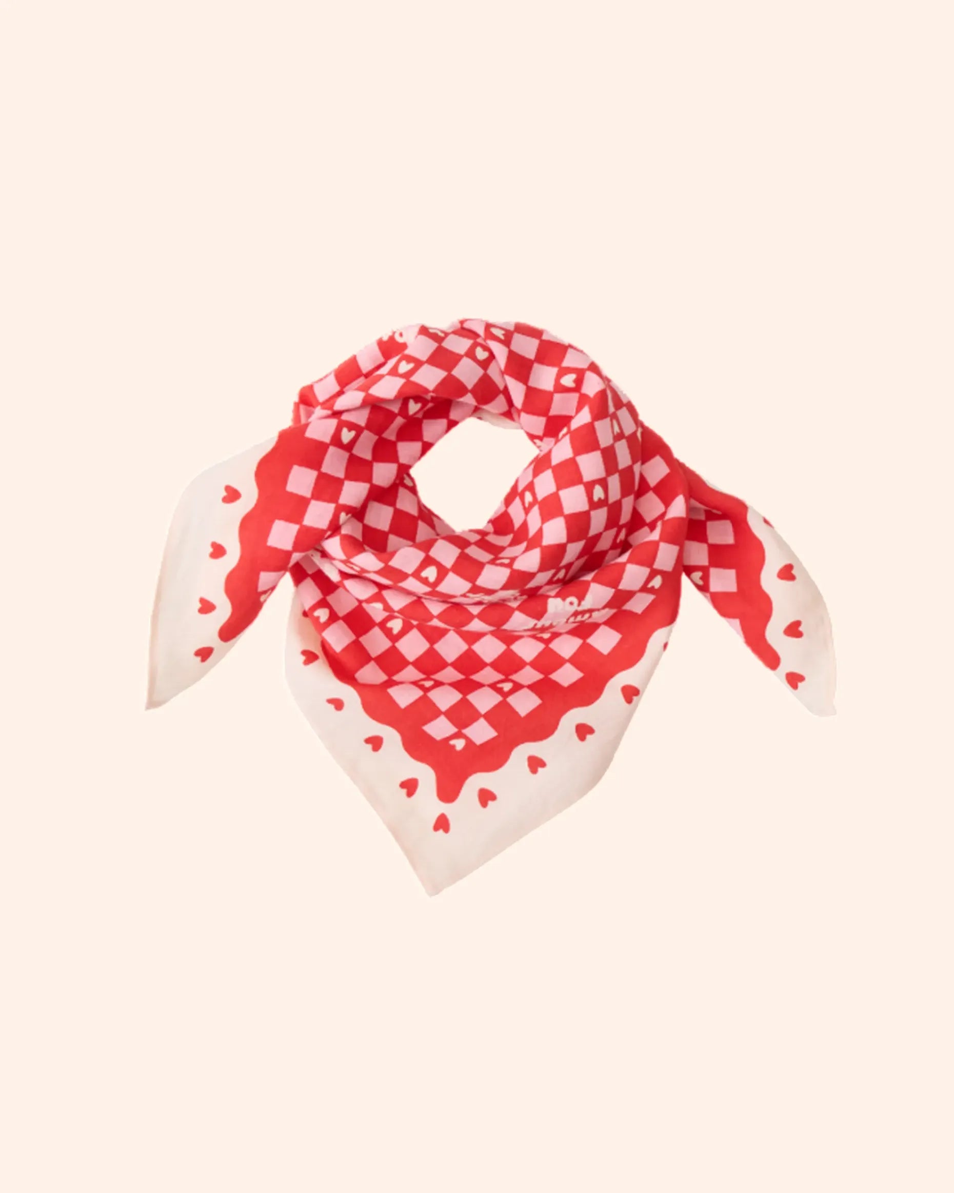 foulard amour fou beige rouge   55 cm   atelier wagram 1