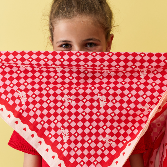 foulard amour fou beige rouge   55 cm   atelier wagram 2