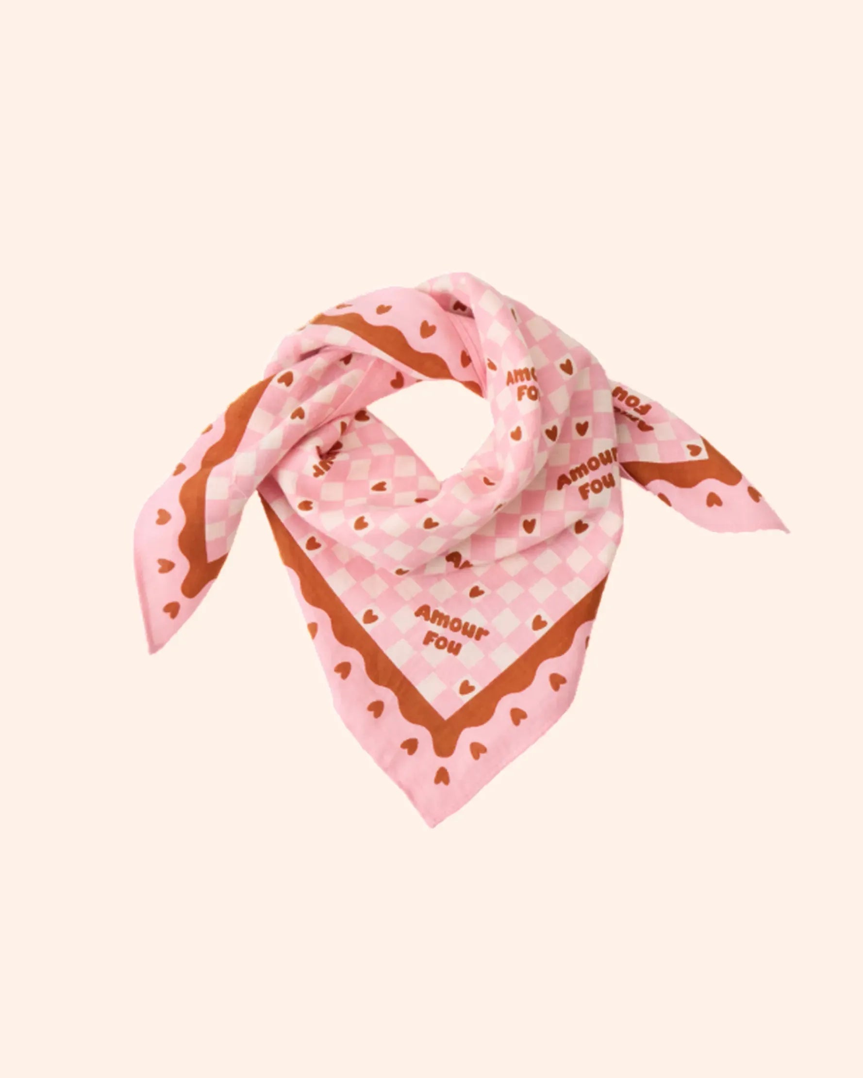 foulard amour fou rose marron   55 cm   atelier wagram 1