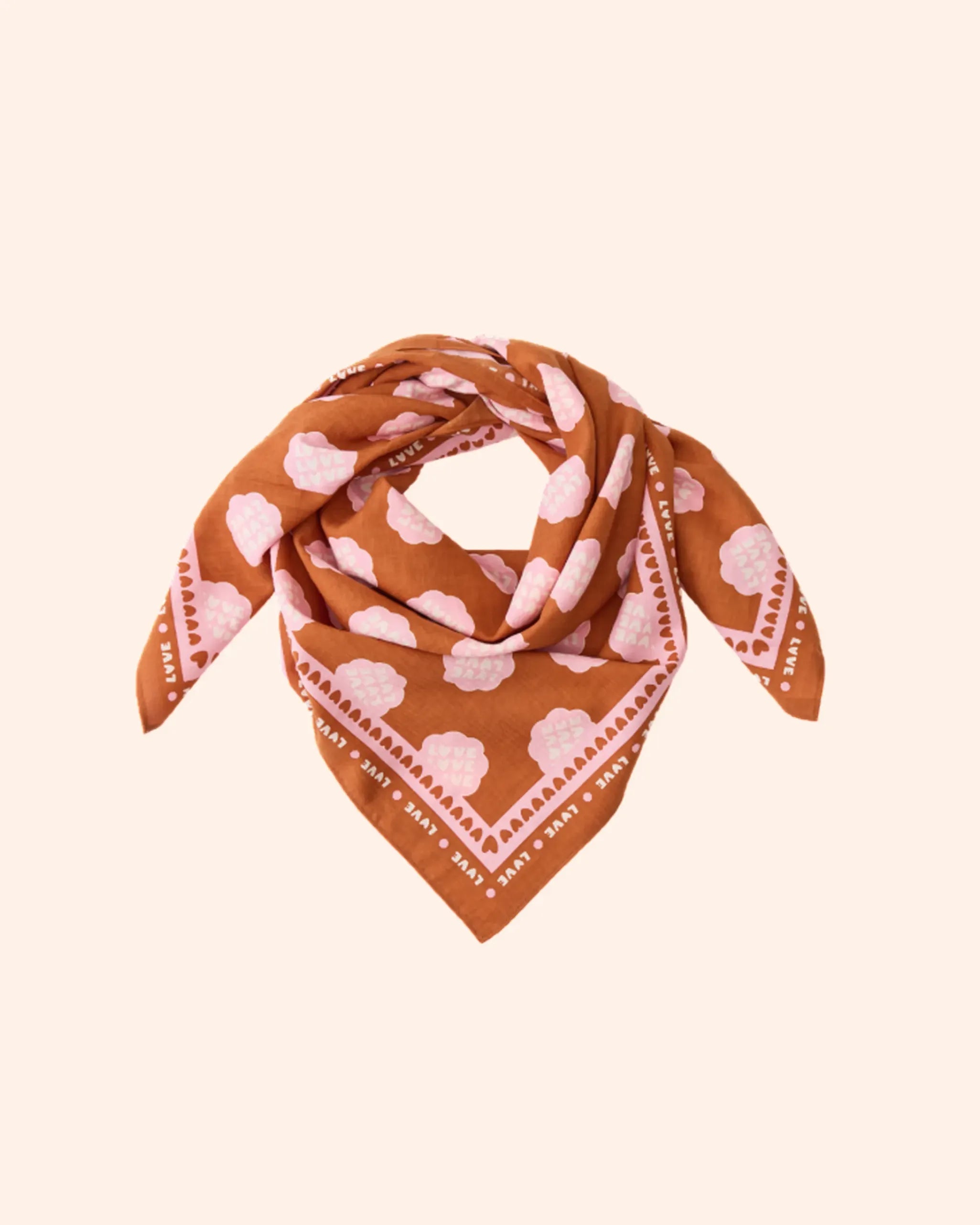 foulard lollilove marron rose   100 cm   atelier wagram 1