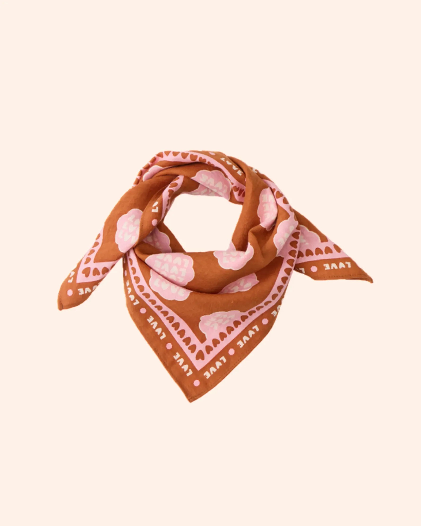 foulard lollilove marron rose   55 cm   atelier wagram 1