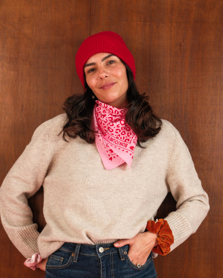 foulard rose rouge